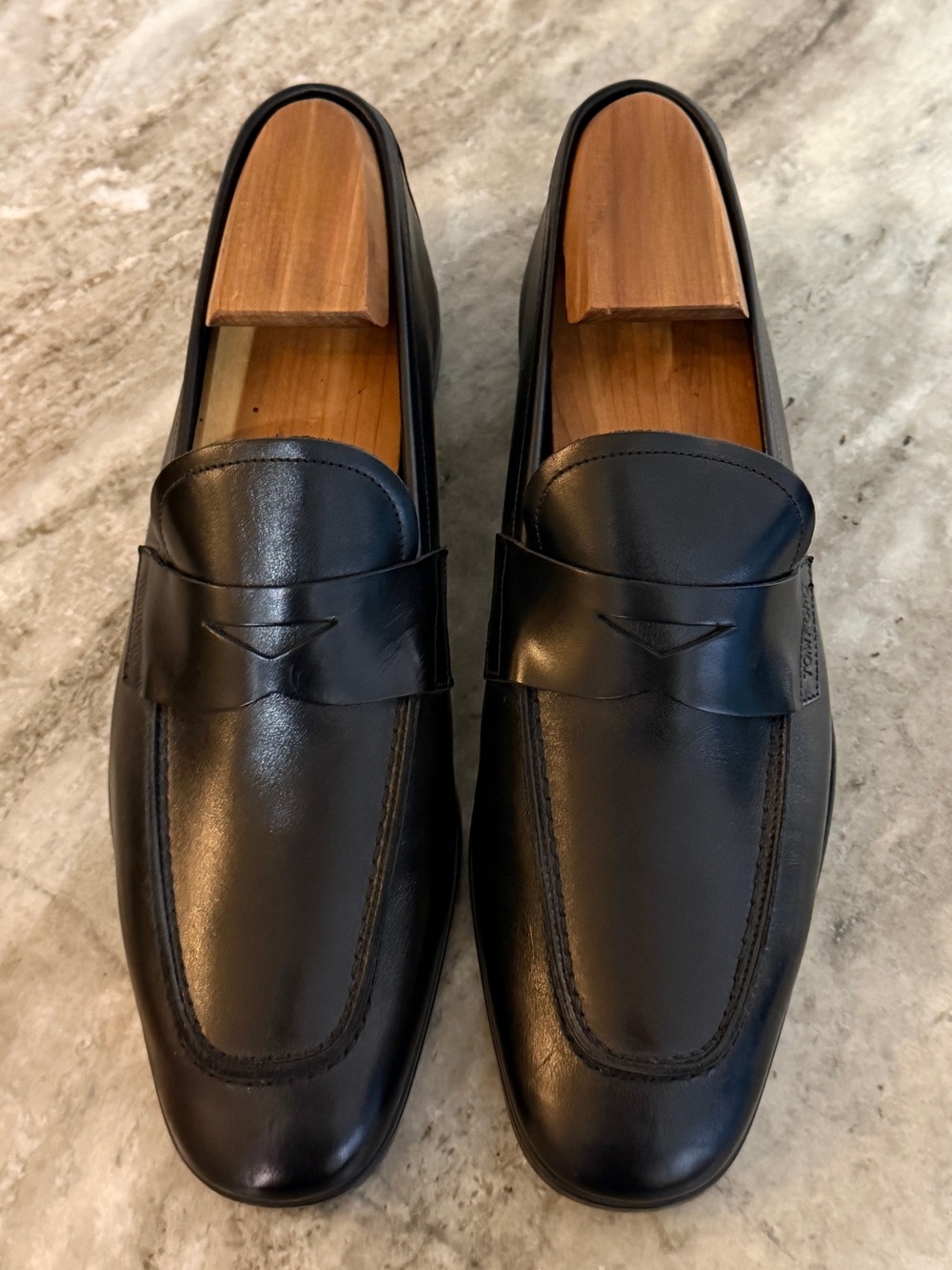 TOM FORD LEATHER PENNY LOAFER SLPIPPER DRESS SHOES 9 BLACK  $1800 MOCCASIN